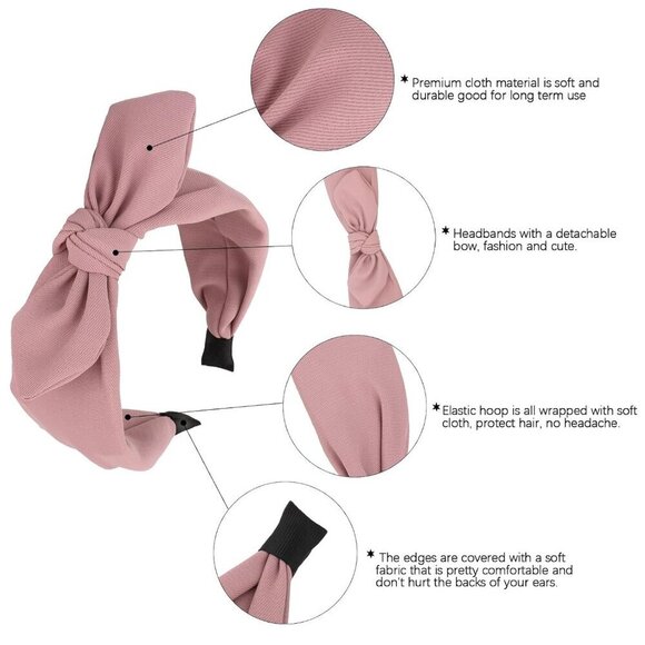Wide Knotted Bow Headband for Women Girls Hair Accessories Bunny Ears main image 5